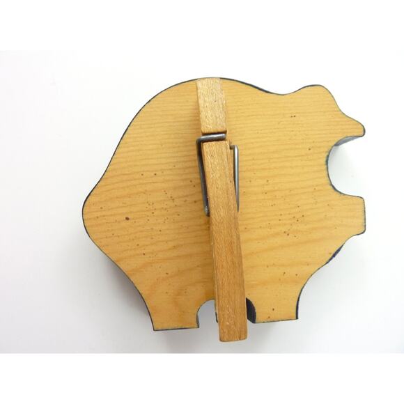 Vintage Small Pig Wood Note Holder Clip - Picture 2 of 3